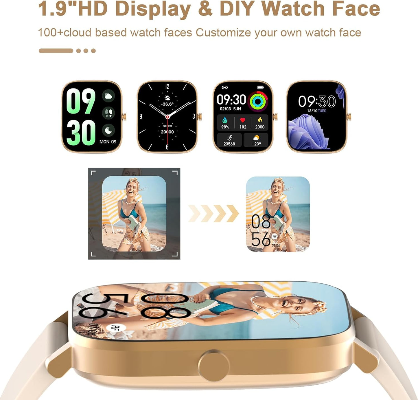 Waterproof Bluetooth Fitness Tracker Heart Rate/Sleep Monitor Smart Watch