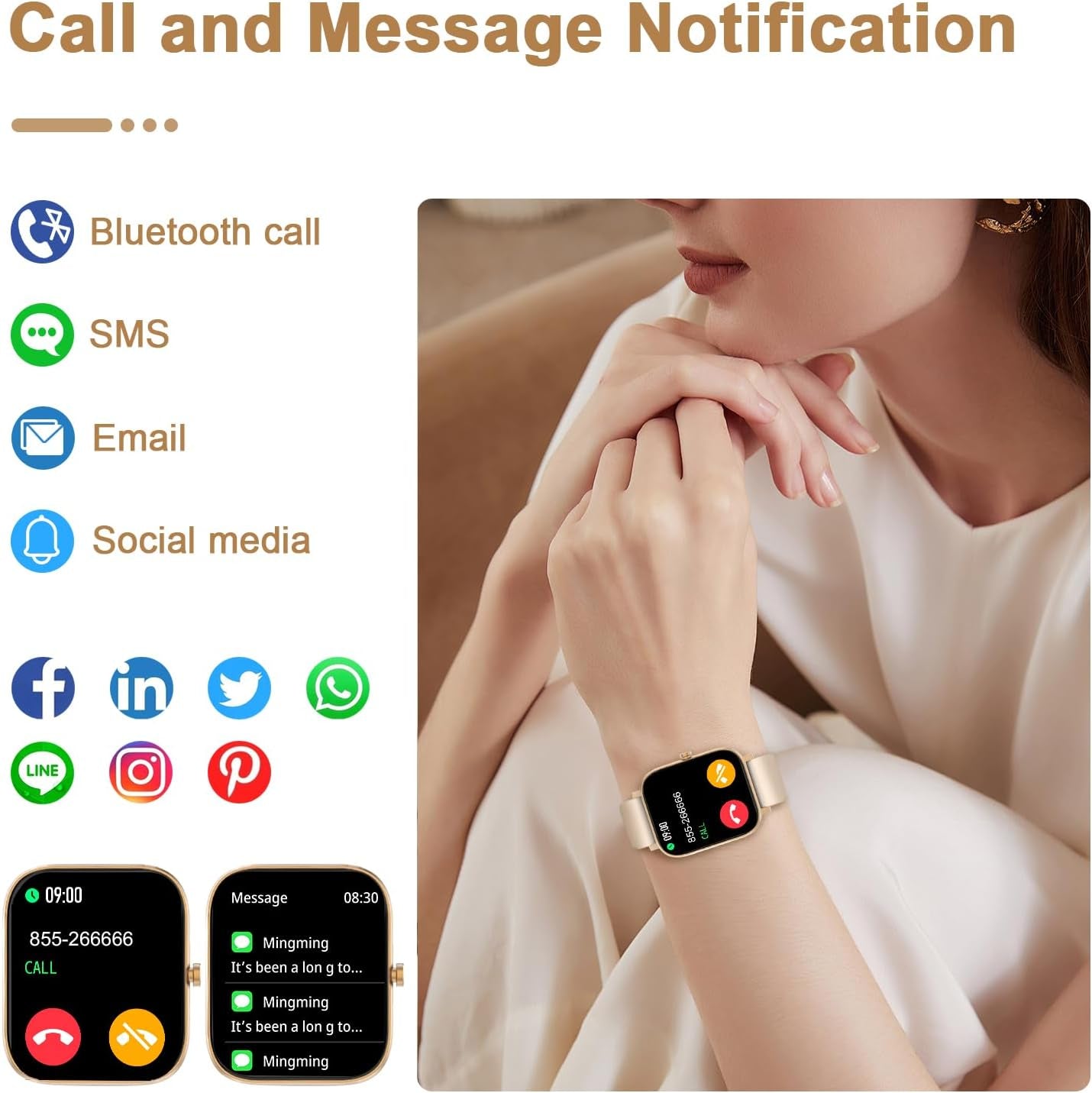 Waterproof Bluetooth Fitness Tracker Heart Rate/Sleep Monitor Smart Watch