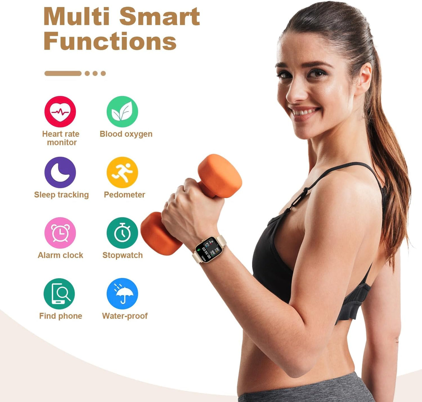 Waterproof Bluetooth Fitness Tracker Heart Rate/Sleep Monitor Smart Watch
